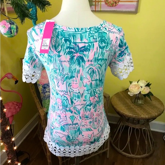 Lilly Pulitzer NWT Hayes Top Colorful Camelflage $68 Size XS - Picture 4 of 7